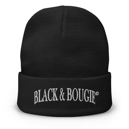 Black & Bougie - B Embroidered Beanie