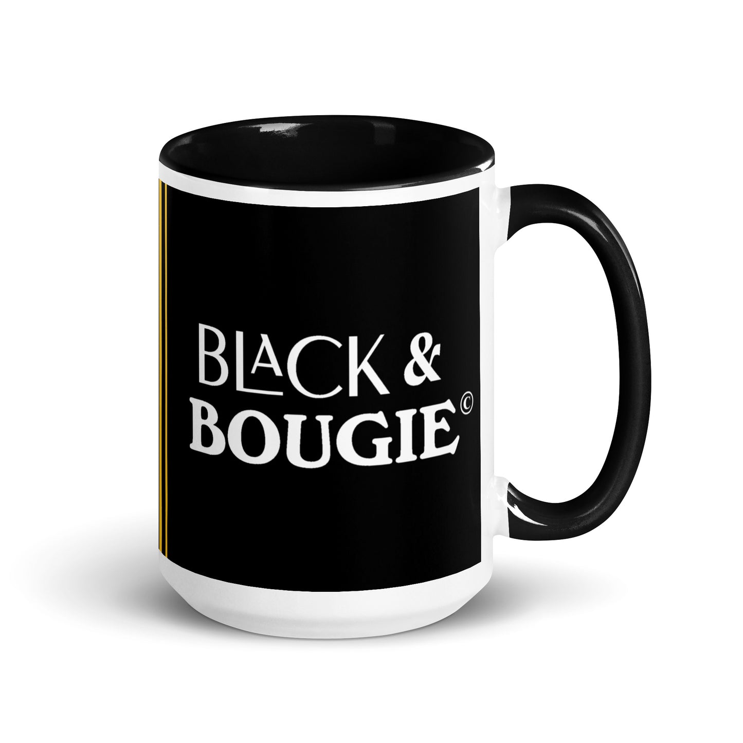 Black & Bougie Gold Striped Mug